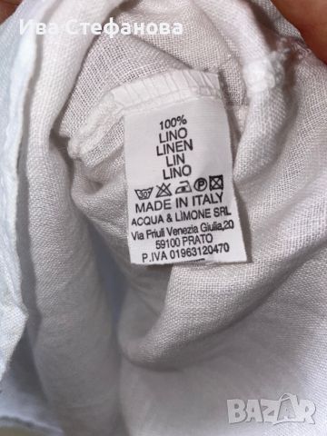 Нова елегантна бяла туника риза 100%лен ленена Италия  , снимка 3 - Ризи - 45352750