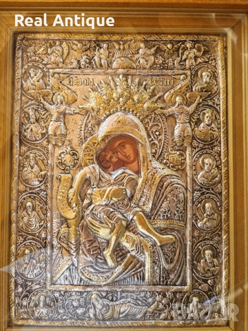 Прекрасна голяма антикварна сребърна икона със сертификат и маркировка , снимка 5 - Икони - 51686555