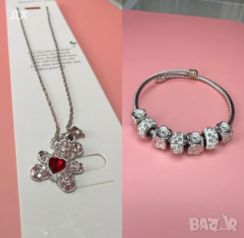 Сет от две части - гривна и колие с мече със сърце , снимка 5 - Бижутерийни комплекти - 52325136