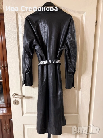 Нова дълга черна луксозна кожена кожа елегантна рокля 