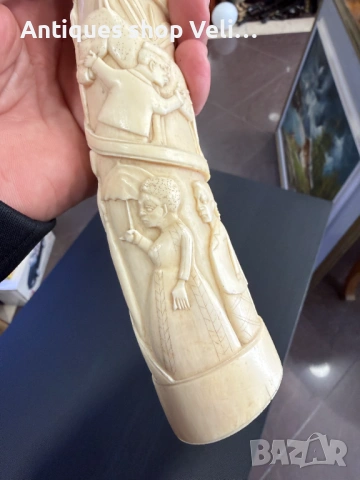 Резбована африканска скулптура от кост №7940, снимка 8 - Други ценни предмети - 53810133