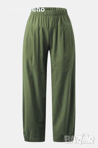 Дамски памучно-ленени скъсени панталони с висока талия, 6цвята , снимка 5 - Панталони - 45880781