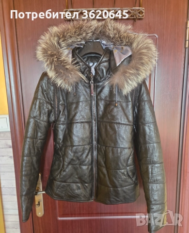 Ново дамско яке от естествена кожа и естествен пух