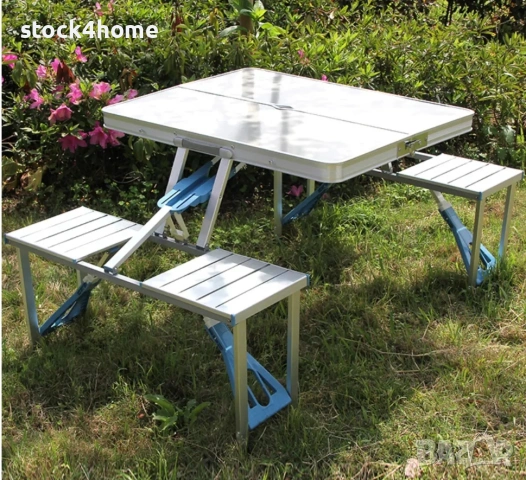 Сгъваема маса за къмпинг със столове тип куфар, Алуминиеви, снимка 4 - Къмпинг мебели - 53877694