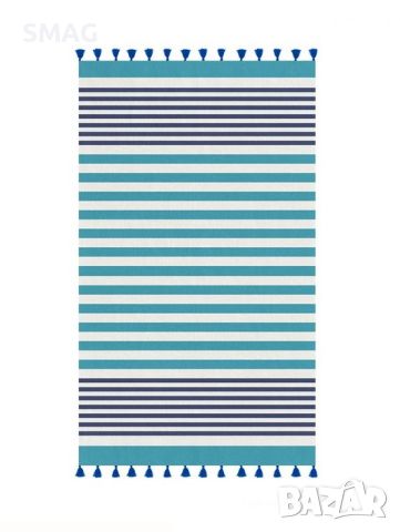 Плажна кърпа (хавлия) от памук Blue Ciel Striped Crochet 180x100 cm, снимка 1 - Други - 46370804