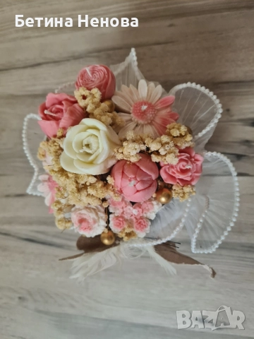 Букет от ароматни соеви свещи, снимка 3 - Декорация за дома - 51632897