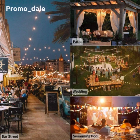 Соларен гирлянд за градината, гирлянд с 20 броя кушки със соларен панел с дължина 3.8 м, снимка 3 - Декорация за дома - 50493873