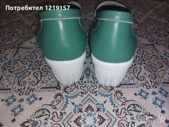 Свежи обувчици в зелено естествена кожа, снимка 4 - Дамски ежедневни обувки - 46030388