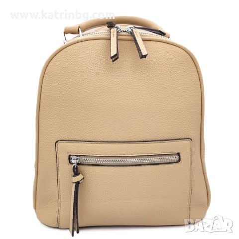 Бежова дамска раница от еко кожа