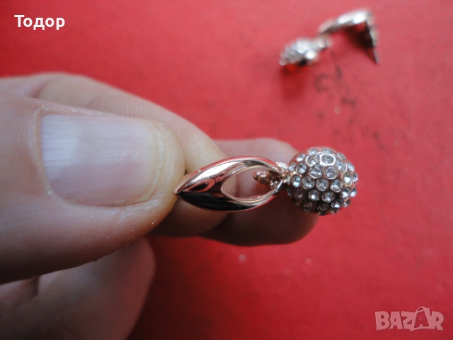 Позлатени обеци обици с камъни 3, снимка 5 - Обеци - 54088816