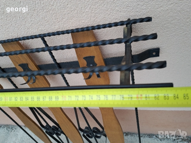 закачалка от ковано желязо и дърво, снимка 7 - Закачалки - 52071007
