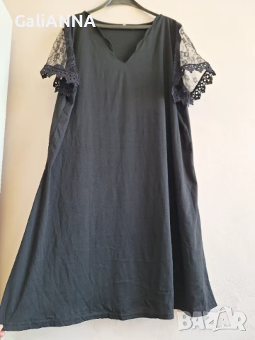 СТРАХОТНА РОКЛЯ С ЕФЕКТНИ РЪКАВИ 3XL-4XL