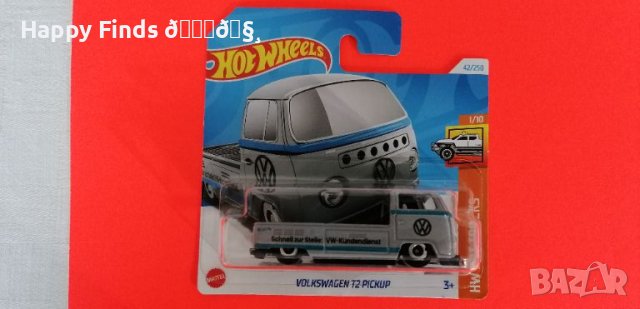 💕🧸Hot Wheels New case 24  VOLKSWAGEN T2 PICKUP сив  Hot Trucks, снимка 1 - Колекции - 46115103