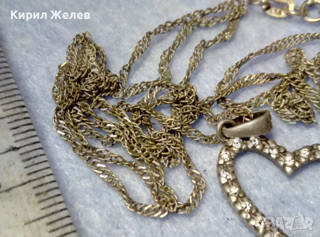 СРЕБЪРЕН ПЕНДАНТ СЪРЧИЦЕ СРЕБРО 925 с ЦИРКОНИ и СРЕБЪРНА 925 ВЕРИЖКА с ПОСРЕБРЕНА ЗАКОПЧАЛКА 49772, снимка 9 - Колиета, медальони, синджири - 50489534