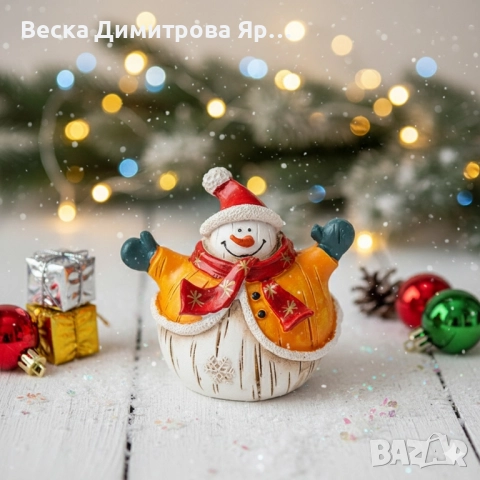 Коледни снежни човечета от полирезин – малка фигурка, идеална коледна украса за всеки дом, снимка 2 - Декорация за дома - 52504015