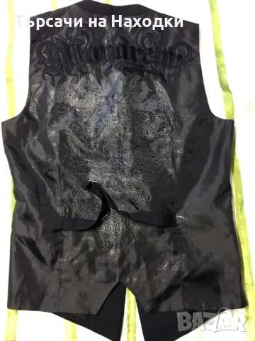 Мъжка жилетка Monarchy Black Embroidery S Small Rare Vest в черно, снимка 4 - Костюми - 50872780