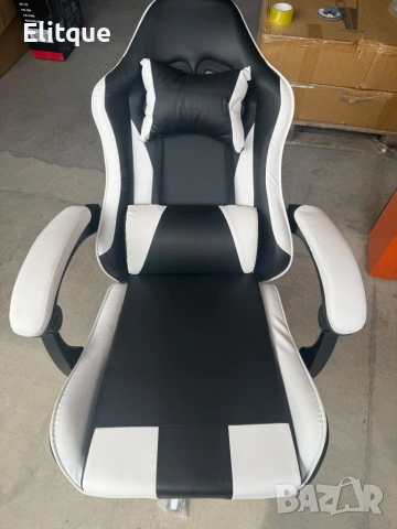 Ергономичен офис и геймърски бял стол – Максимален комфорт за гърба и врата, регулируем, снимка 2 - Столове - 54211914