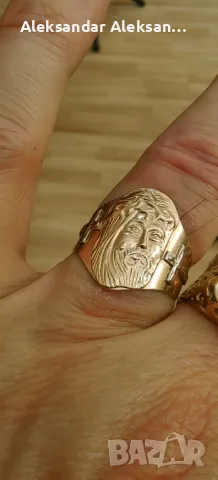 Златен пръстен със лика на ИСУС ХРИСТОС, снимка 5 - Пръстени - 49870177