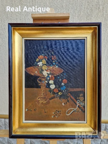 Натюрморт масло върху платно кеширано на фазер авторски, снимка 2 - Антикварни и старинни предмети - 51054256