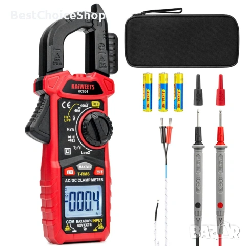 амперметър, клещов мултицет, измерващ AC/DC ,ток,температура,продължение на веригата,диод, NCV