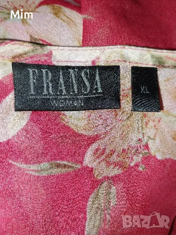 FRANSA XL Ефирна прозрачна, червена рокля на цветя , снимка 6 - Рокли - 50076435