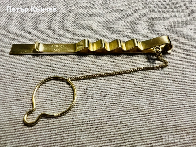 Златна игла за вратовръзка, снимка 3 - Колиета, медальони, синджири - 53991367