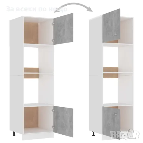 Шкаф за микровълнова, бетонно сив, 60x57x207 см, ПДЧ Код P299, снимка 2 - Шкафове - 49779177