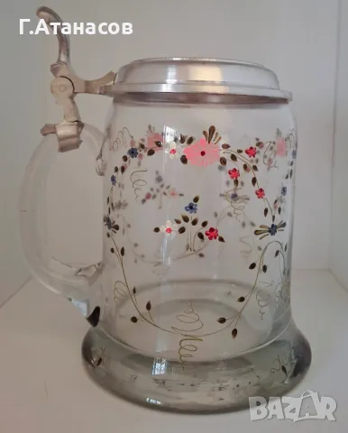 Старинни немски стъклени халби ръчно рисувани ръчно , снимка 2 - Антикварни и старинни предмети - 49990651