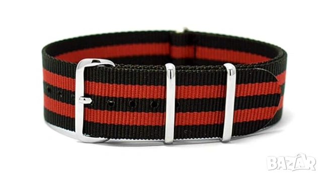 Черно-червена НАТО каишка 22мм.