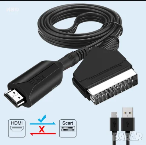 Преобразуващ кабел  HDMI to Scart, снимка 1 - Кабели и адаптери - 46636598