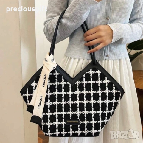 Голяма дамска черна чанта