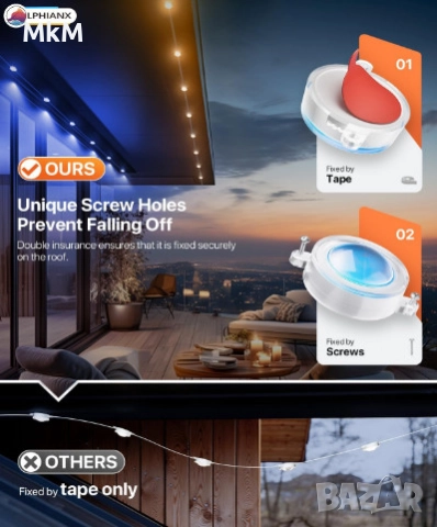 Интелигентни външни светлини LPHIANX, 30 м, 80 LED, RGB смарт, снимка 15 - Лед осветление - 52368506