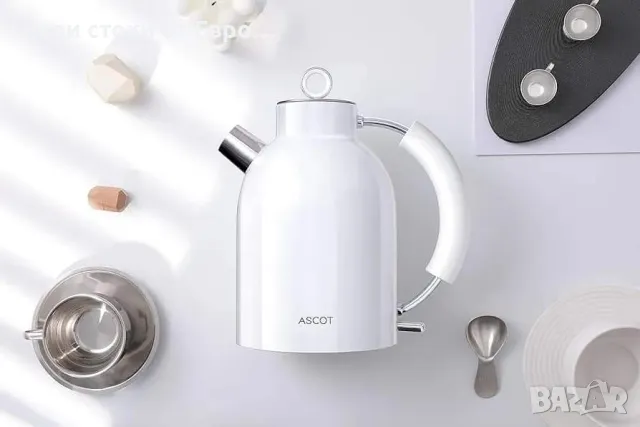 ASCOT неръждаема стомана Кеttle, 2200 W, 1.5 Литres, Ретро дизайн,суха защита, Автом изключване , снимка 4 - Кани - 46923124