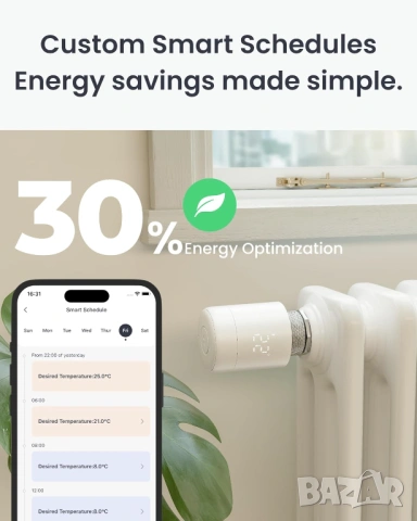 SwitchBot Smart радиаторен термостат НОВ, снимка 6 - Радиатори - 53586681