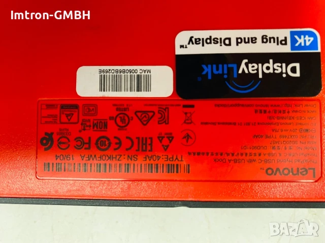 Докинг станция Lenovo  DUD9011D1 ThinkPad Hybrid USB-C Dock 40AF, снимка 5 - Захранвания и кутии - 51037351