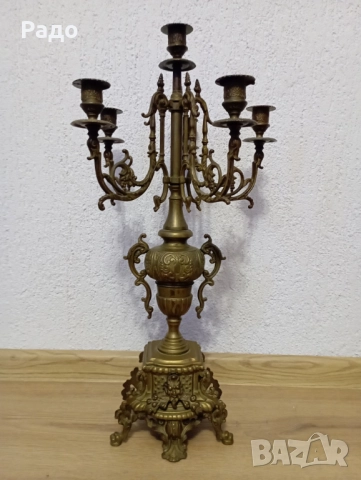 Комплект от два много големи масивни бронзови свещника - свещник, снимка 2 - Антикварни и старинни предмети - 52677577