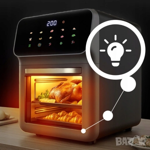 Еър фрайър и фурна 2-в-1 , XXL Капацитет 8.5L, 1350W, 10 Програми, LED Тъч дисплей, снимка 2 - Други - 53811313