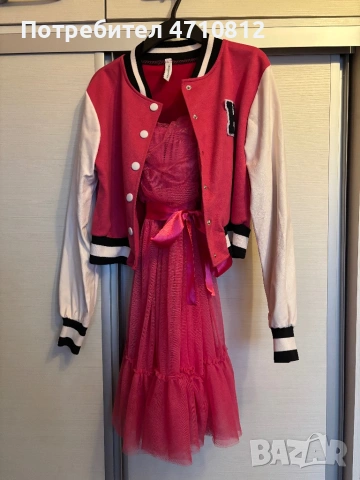 Розова рокля от тюл и яке, снимка 2 - Рокли - 53123260