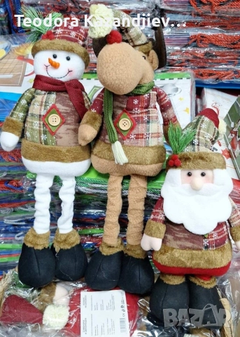 Голяма коледна играчка Елен, Снежен човек или дядо Коледа - разтягаща до 50см, снимка 3 - Декорация за дома - 52583664