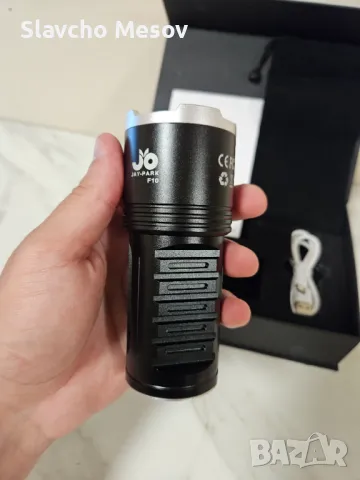 JAY PARK F10 Flashlight – Мощно фенерче с 500,000 лумена и вградена външна батерия, снимка 1 - Къмпинг осветление - 47157782