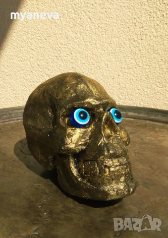 Златен череп, статуетка за декорация., снимка 3 - Статуетки - 50918839