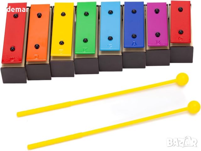 CeleMoon Музикална играчка ксилофон 8 ноти за деца, цветни резонаторни звънчета със страхотни звуци, снимка 5 - Музикални играчки - 45997590