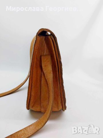 Винтидж дамска чанта с много отделения, от естествена кожа, наподобяваща крокодилска, снимка 5 - Чанти - 45540790