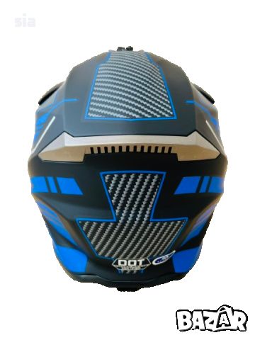 Кросова каска, S/M, карбон със синьо, Шлем за кросов мотор, снимка 6 - Аксесоари и консумативи - 46395313