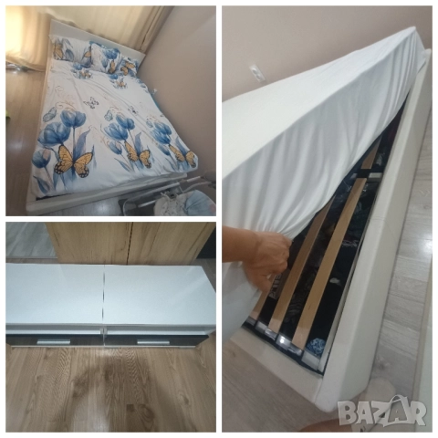 Легло /спалня + 2 нощни шкафчета + матрак + повдигащ механизъм и подматрачна рамка , снимка 6 - Спални и легла - 51707537