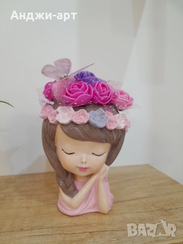 керамична кашпа със сапунено цвете, снимка 13 - Декорация за дома - 53183484