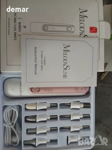 Електрически комплекти за маникюр и педикюр Melodysusie с 8 накрайника PC760G,преносим,акумулаторен, снимка 4 - Продукти за маникюр - 49871723