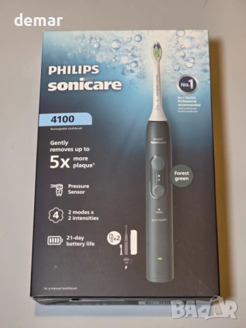 Електрическа четка за зъби Philips Sonicare 4000 Series, Тъмнозелена, HX4042/46, снимка 10 - Други - 53706740