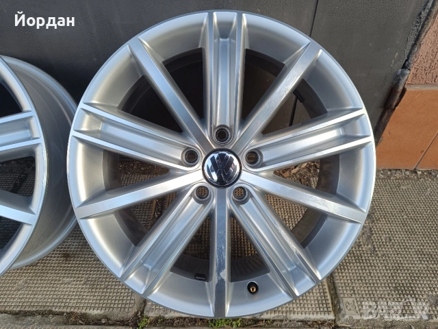  ОРИГИНАЛНИ джанти 18 ' цола 5x112 VW Tiguan / Фолксваген 7J ET43 57,1, снимка 9 - Гуми и джанти - 53113309