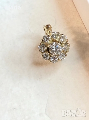 Дамски обеци жълто злато и брилянти, снимка 3 - Обеци - 52470761
